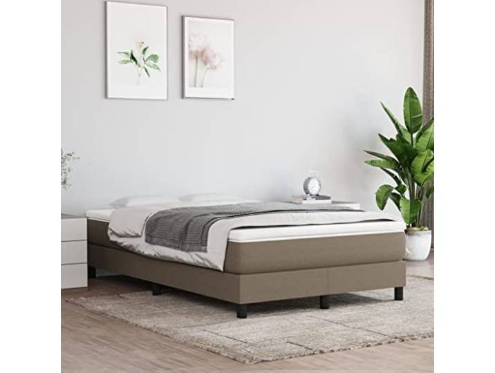 Strapazierfähiger Stoff Atmungsaktiv Stabiler Boxspringrahmen Taupe 120x200 Boxspringbettgestell Taupe 120x200 cm Stoff Polsterbett mit Kopfteil Stabiler Lattenrost Ohne Matratze Schlafzimmer Möbel