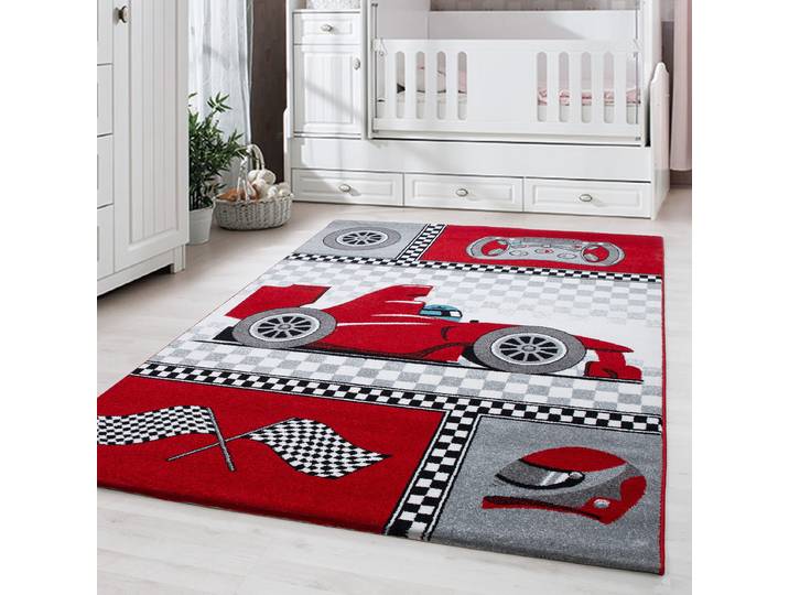 Kinderteppich Kids Rennfahrer 200 x 290cm Rot/Rot