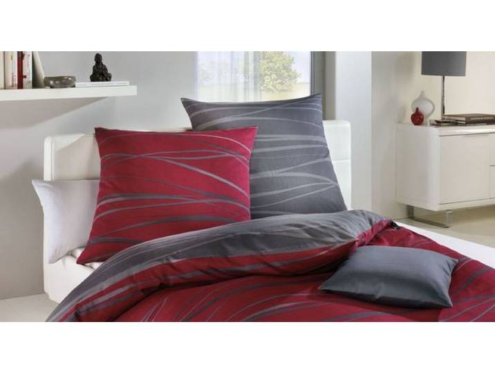 Feinbiber-Bettwäsche Swinging Rubin 100% Baumwolle Rot
