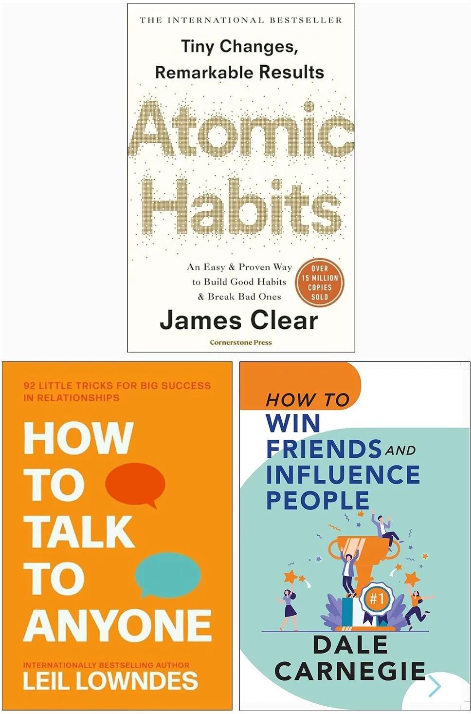 Various Publishers How To Talk To Anyone, Atomic Habits & How To Win Friends And Influence People - 3 Book Self-Help Collection Set - Paperback - Bestselling Non-Fiction