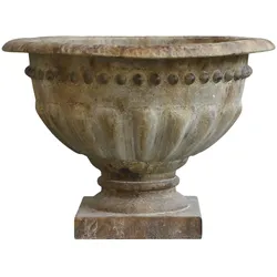Chic Antique Übertopf auf Fuß mit Dekor, H35,5/D46,5 cm