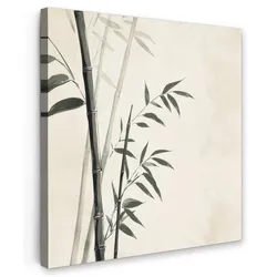 LEINWANDBILD Japandi - Bambus - Beige Deko Wohnzimmer 20x20 cm