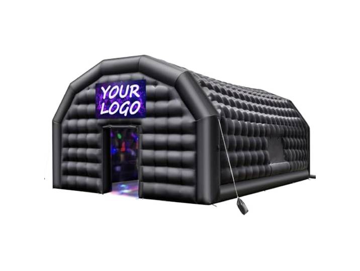 VEVOR Tente de Fête Gonflable\, 8 x 6 x 4 m\, Tente Cube Gonflable\, Discothèque Boîte de Nuit Club à Gonfler avec Souffleur 1100 W\, Sac de Sable\, 2 Fenêtres\, pour Évènement\, Anniversaire\, Mariage\, Noir