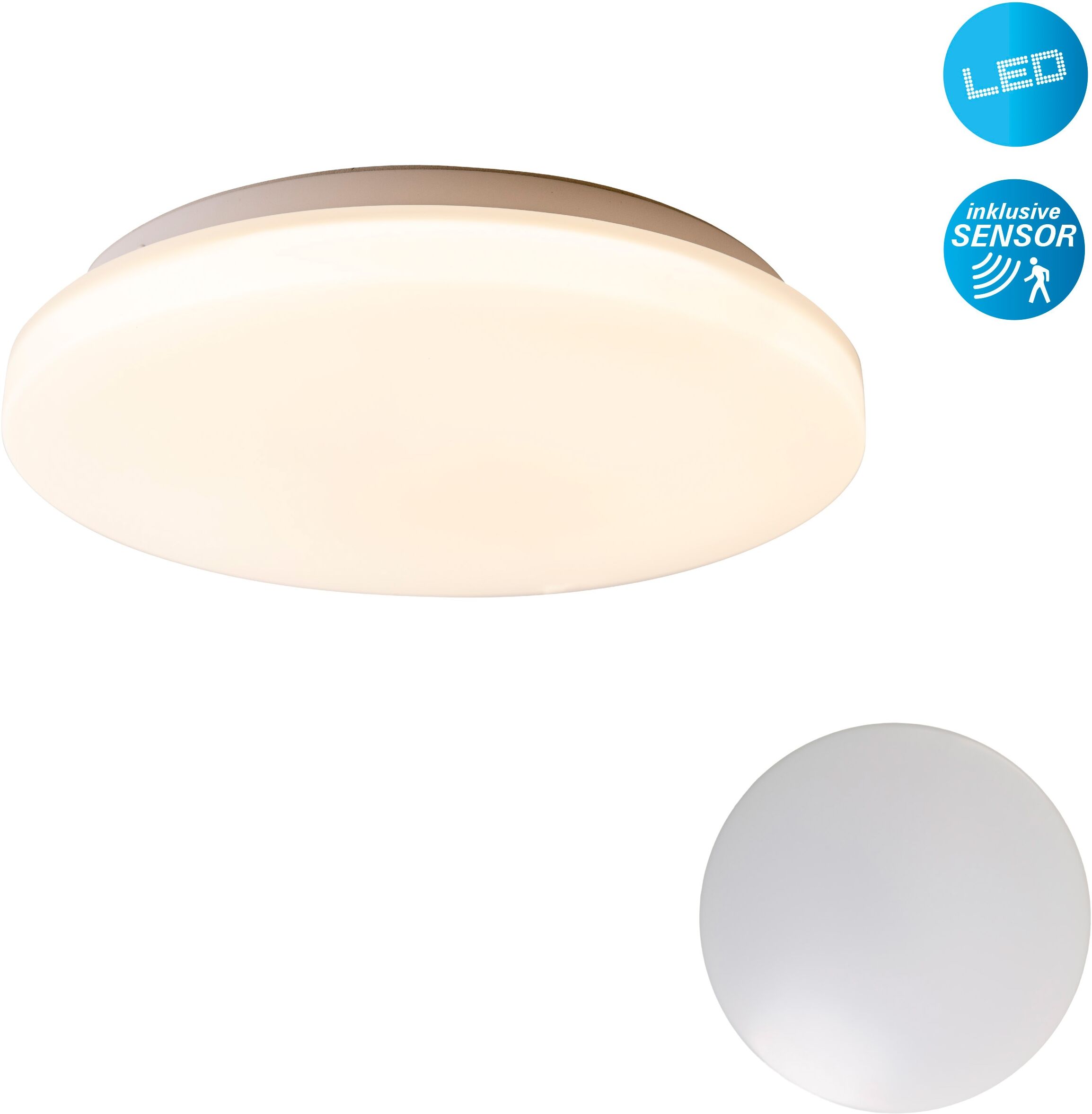 NÄVE Deckenleuchte "Fontana", weiß, 1, Ø 30cm H: 6,2cm, 1 Stk., Leuchten, Effizienzklasse: F, Bewegungsmelder, Entfernung Erfassung 5-7 Meter, Deckenleuchte