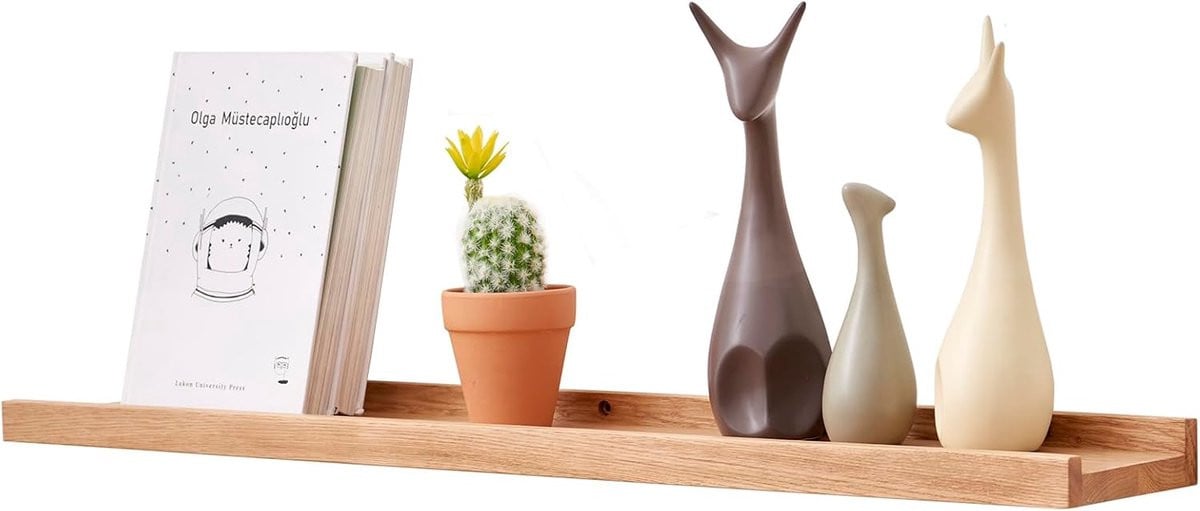 Eikenhouten Zwevende Wandplank Massief Natuurlijk Hout voor Woonkamer, Slaapkamer, Kinderkamer, Badkamer of Thuiswerkplek