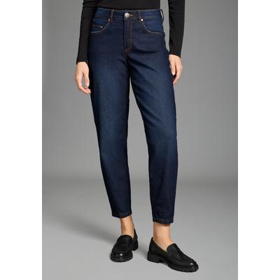 Comfort-fit-Jeans ARIZONA, Damen, Gr. 38, N-Gr, blau (dunkelblau used), Denim/Jeans, Obermaterial: 82% Baumwolle, 17% Polyester, 1% Elasthan, unifarben, bequem knöchellang, Jeans, weite Beinform mit schmalem Abschluss, knöchellanger Schnitt