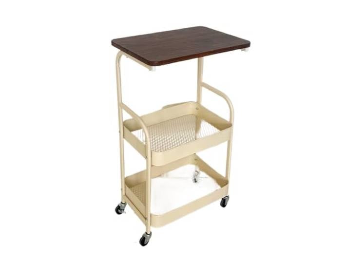 Trolley mit Rollen, kleiner Nachttisch Mehrzweck-Organizer for Wohnzimmer und Schlafzimmer(YELLOW-3)