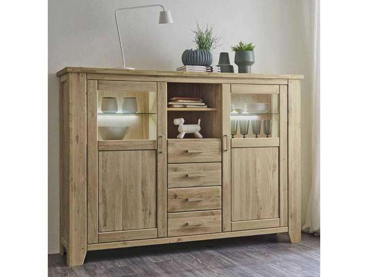 Highboard LOFT 38 in Wildeiche massiv geölt – Montierte Lieferung – 3%-Vorkasse-Rabatt