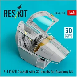 ResKit F-111A/E Cockpit with 3D decals for Academy kit (3D Printed)