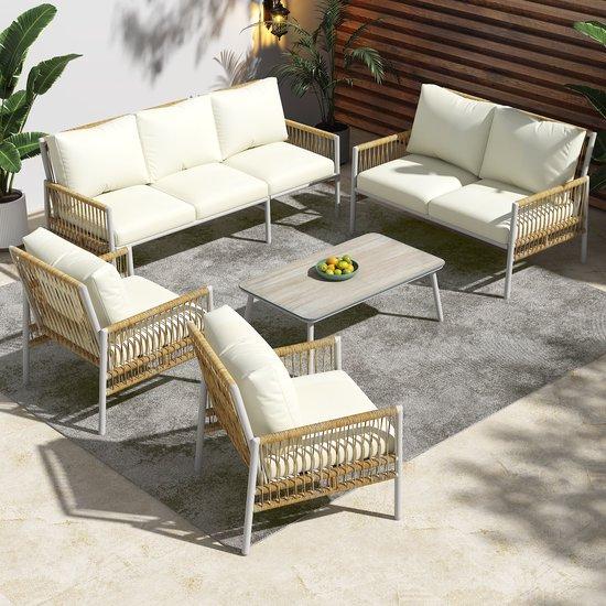Gartenbank Rotangestellte 7 Sitzer Hartes Glas Stahl