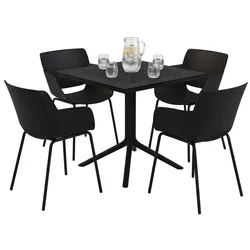 CLP Gartenmöbel-Set wetterfest Lirra, mit 4 Stühlen, quadratischem Tisch, 5-teilige Sitzgruppe für Garten, Terrasse und Balkon