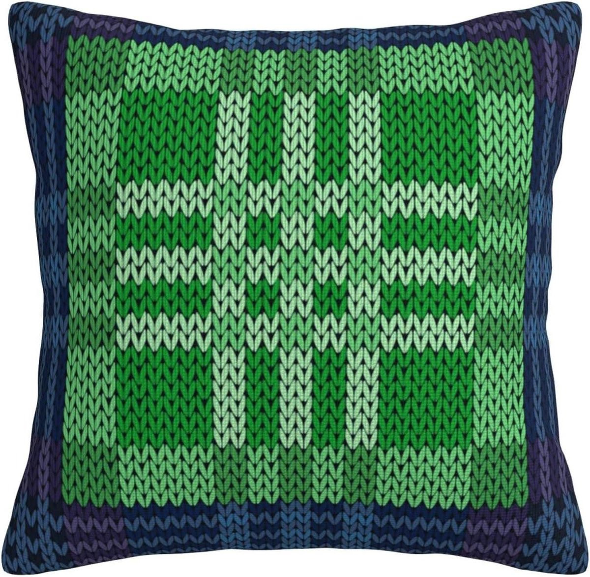Kussensloop Check Linnen Blauw Groen 45x45 cm