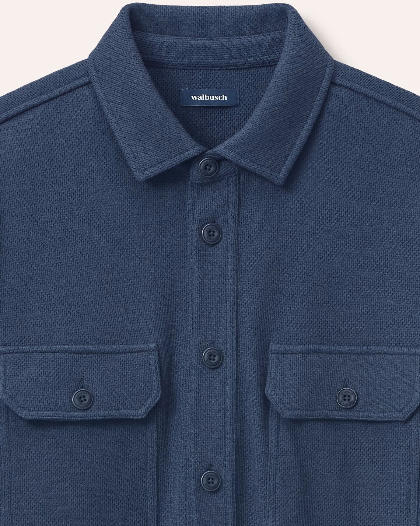 Walbusch Overshirt mit Struktur, noch offen: Größenlauf, Farbe Blau, 54, Baumwoll-Mix pflegeleicht & knitterarm Herren