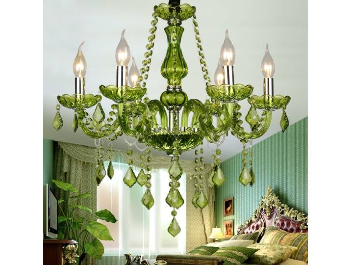 E14 lustre en cristal de luxe vert salon de mariage chambre Villa Suspension lumière hôtel Restaurant café Bar bougie lampes suspendues