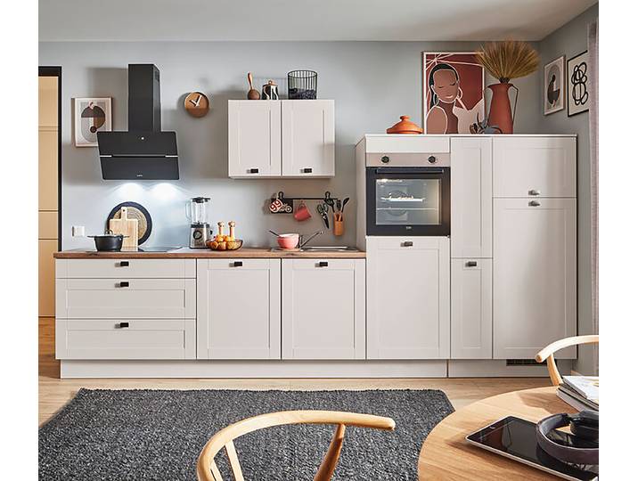 Autarke Zeile Kühl+Apotheker B 370cm Ausrichtung rechts Grau/Kaschmir