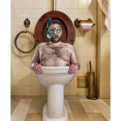 Fototapete PAPERMOON "Mann in Toilette", bunt, B:3,5m L:2,6m, Vlies, Tapeten