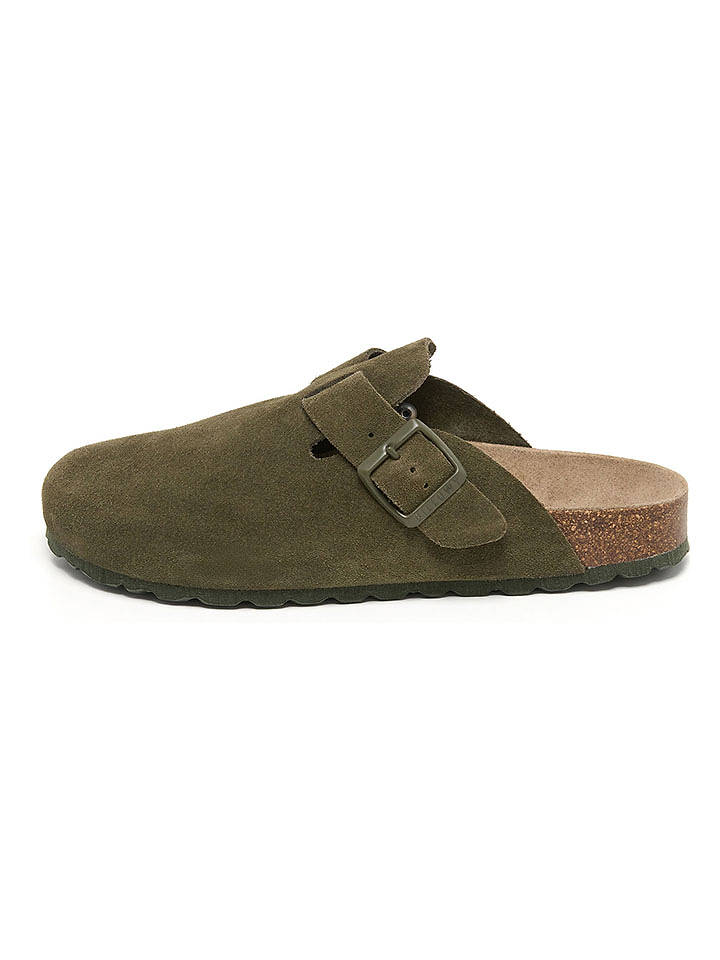 billowy Leder-Clogs in Khaki - 40