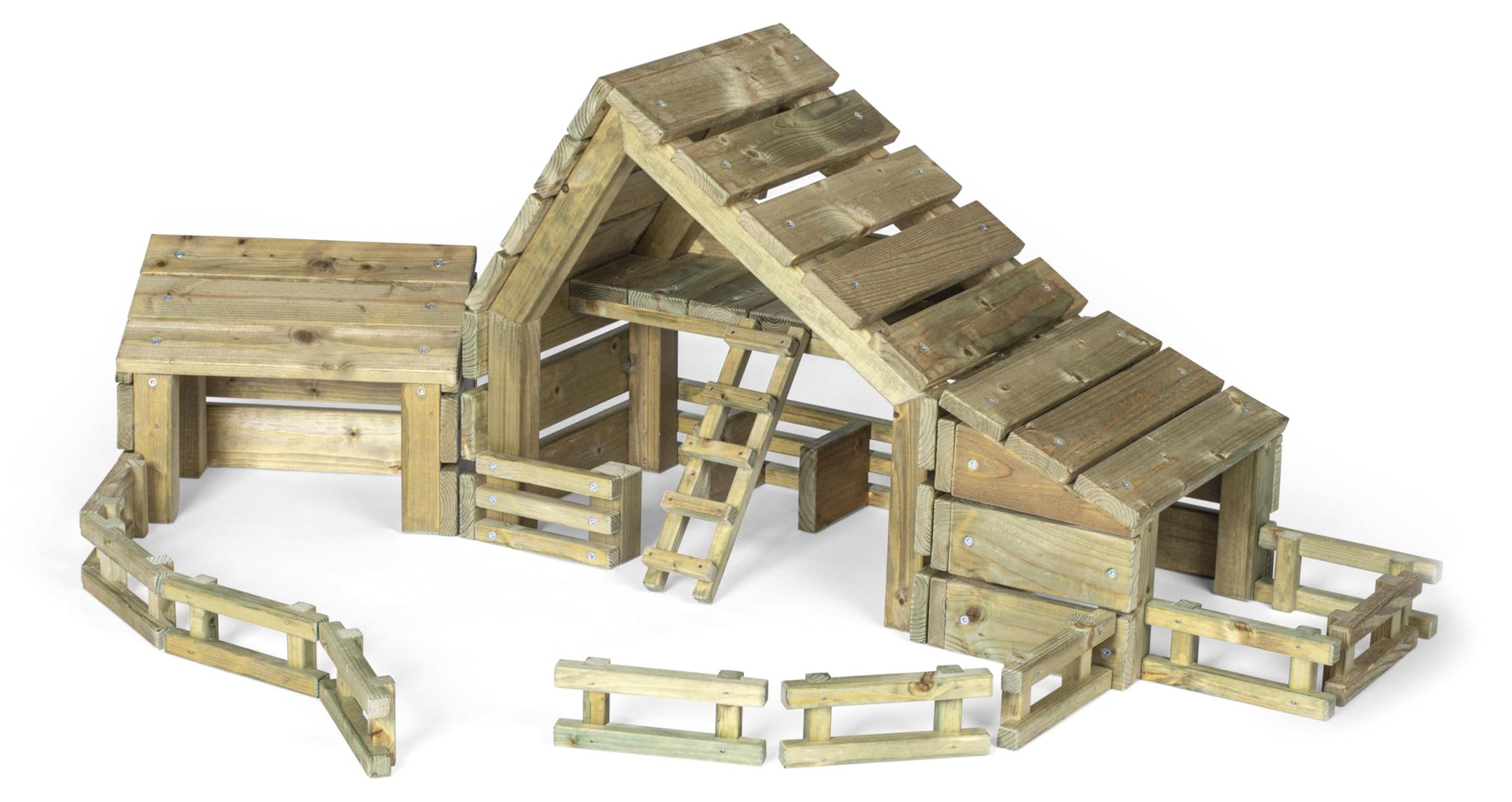Holz-Bauernhof mit Toren und Leiter, 45x22x60 cm, kreatives Spielzeug