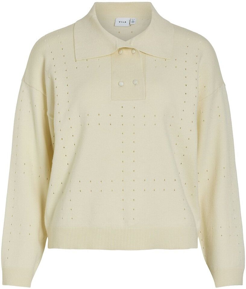 VILA Pull en fine maille, col polo