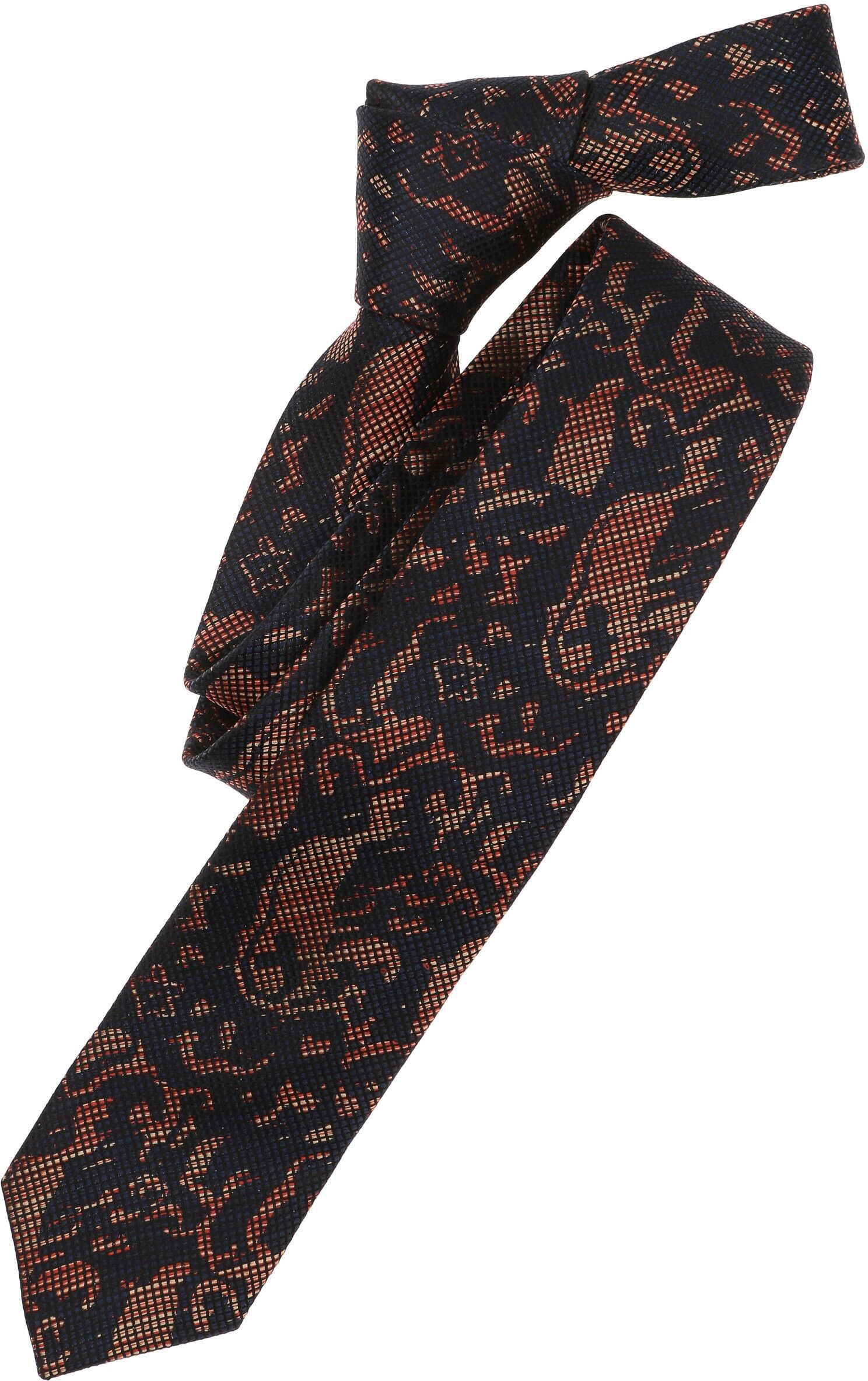 Krawatte VENTI "VENTI Krawatte gemustert", Herren, orange, 100% Seide, Krawatten