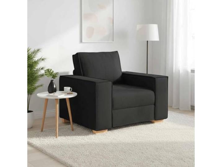 KGTKGTYER Sofastuhl Schwarz Stoff/Metall 100x78x84 cm Sessel Robustes Gestell, Breite Armlehnen, Dick gepolstert, Vielseitig einsetzbar