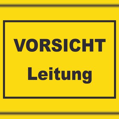 HB-Druck Vorsicht Leitung Schild mit Text A4 (210x297mm)