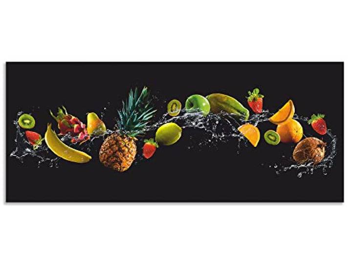 ARTland Spritzschutz Küchenrückwand aus Alu für Küche Herd Spüle 120x50 cm (BxH) viele weitere Größen Design Obst Früchte Schwarz U1TG