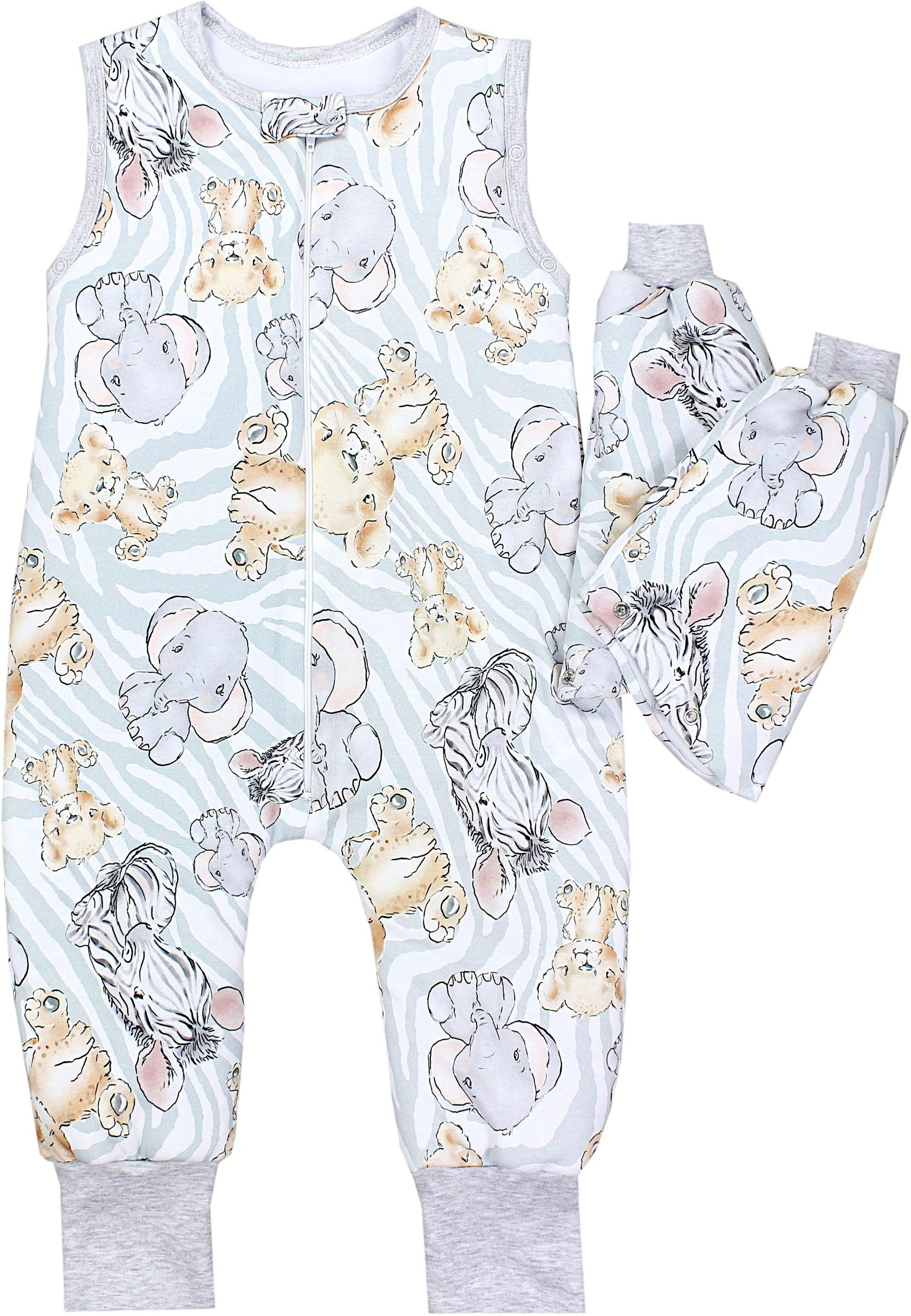 Babyschlafsack TUPTAM "Schlafsack mit Füßen Baby Schlafsack mit Beinen und Ärmel ganzjährig" Gr. 104, grau (safari), Schlafsäcke, Baby, L: 110cm, Obermaterial: 100% Baumwolle CO., Babyschlafsack, L:110cm