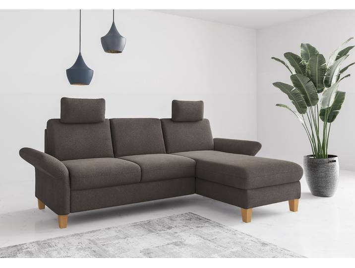 Ecksofa, Luxus-Microfaser Euphoria, Grau (Fango), 251×164 cm, Recamiere Rechts, Modern, Home-affaire