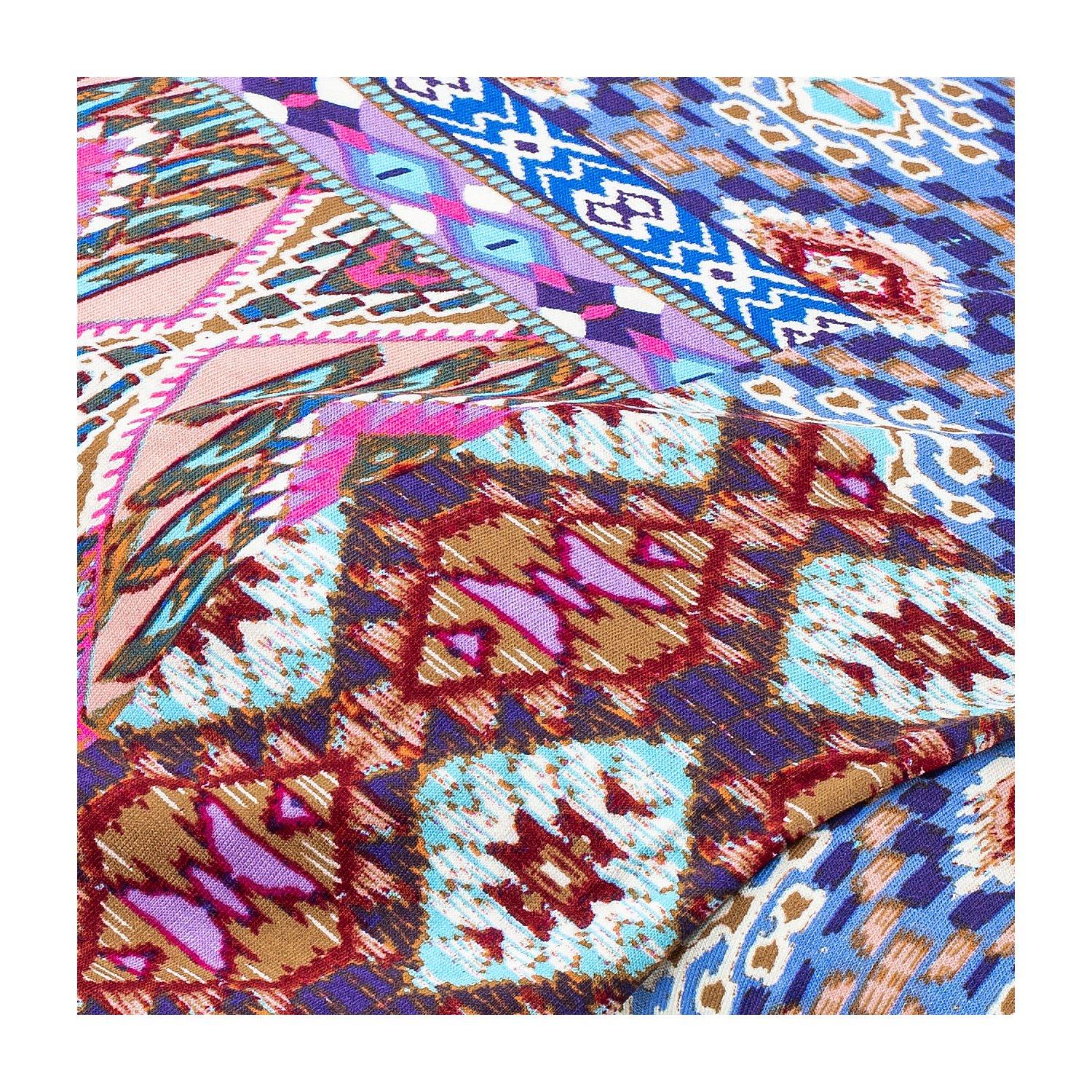 Viskose-Jersey "Ethno", rosa/blau