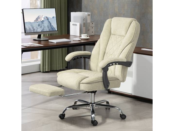 Vinsetto Fauteuil Bureau Massant Chauffant Inclinable Beige
