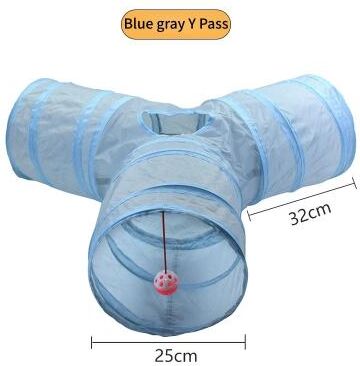 Inspire Select Foldable Cat Tunnel Toy S Type Play Tunnel With Crinkle Paper, Breathable Indoor Cat Exercise Tube blue Gray Y Tunnels