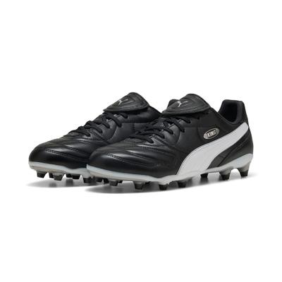 Fußballschuh PUMA "KING LIGA FGAG", Herren, Gr. 42, Textil, schwarz-weiß (puma schwarz, puma silber, puma weiß), Leder, Schuhe Fußballschuh, für Rasenplätze und Kunstrasen, mit weichem Lederobermaterial