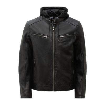 Lederjacke RICANO "Lederjacke Fabio", Herren, Gr. M, schwarz, Obermaterial: 100% Lammnappaleder LANA. Futter: 100% Baumwolle CO., normal, hoch geschlossener Ausschnitt, Jacken, Handgefertigt aus echtem Leder