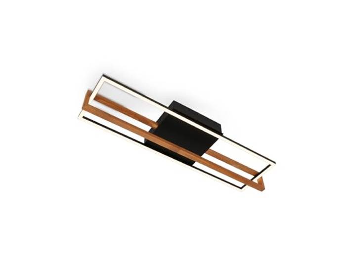 BRILONER - Plafonnier LED Frame\, plafonnier LED blanc chaud\, lampe 21W avec cadre en bois\, lampe de salon\, lampe de chambre\, 740x210x110 mm (LxlxH)\, noir-bois