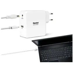Hamlet Notebook-Ladegerät universelles 65-Watt-Netzteil für Notebooks und mobile Geräte (65 W), Notebook Netzteil, Weiss