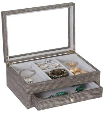Mele and Co Ardene Grey Wooden Jewelry Case