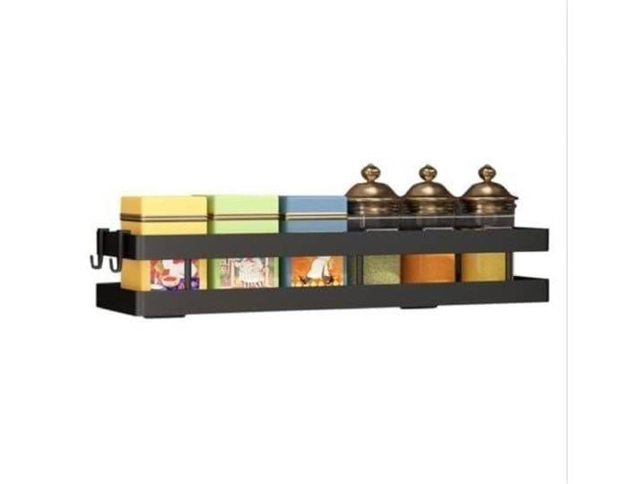 Gewürzregal Wand Schwarz 50cm, Kohlenstoffstahl-Organizer Für Flaschen Robuster Kohlenstoffstahl, platzsparendes Design, einfache Montage, vielseitige Nutzung(50cm)