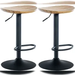 DELUKE® Barhocker 2er Set höhenverstellbar Natur SABU - Holz, 56-80x41x38,5cm | Barhocker ohne Lehne Tresenhocker Barstuhl Küchenhocker Thekenhocker