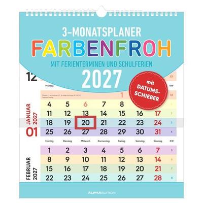 3-Monatsplaner Farbenfroh 2027