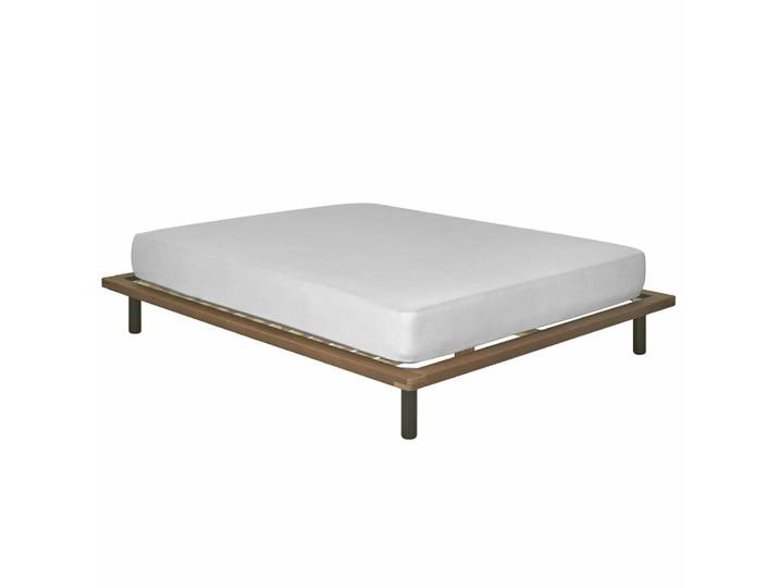 Pack lit avec matelas bois massif noyer 120x200 cm