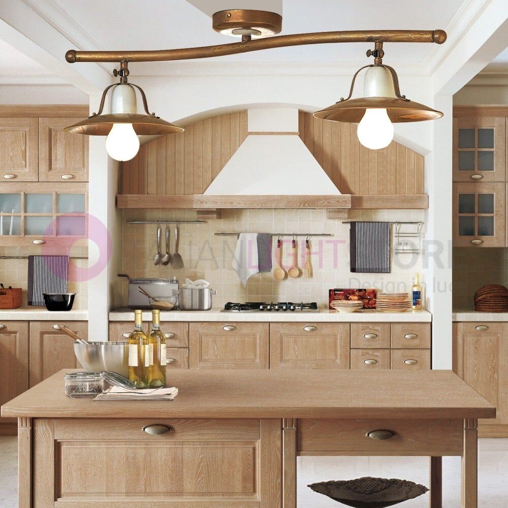 Fonso Plafoniera Lampada Soffitto A 2 Luci Rustica Country - Ruggine