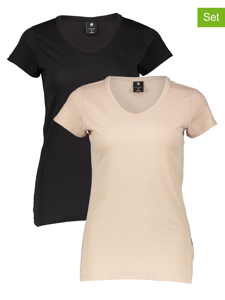 G-Star 2er-Set: Shirts in Schwarz/ Beige - XL