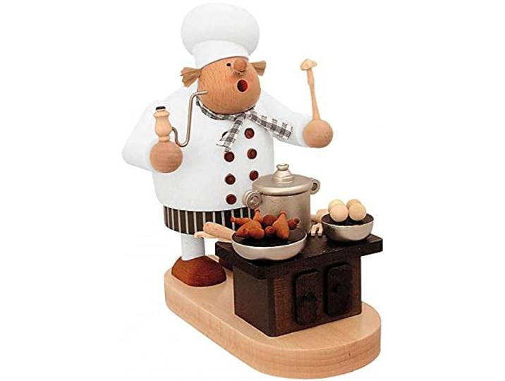 Rudolphs Schatzkiste Räuchermann Koch am Herd BxTxH= 13x18x19cm NEU Rauchen Rauchfigur Rauchmann Räucherfigur Räucherkerze Smoker Kerze Figur Mann Holz Seiffen Erzgebirge Holz Schnee Dekoration