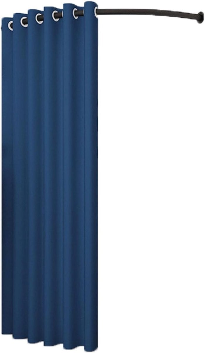 Blauw verduisterend gordijn voor mobiele paskamer met hanger, breedte: 120 cm