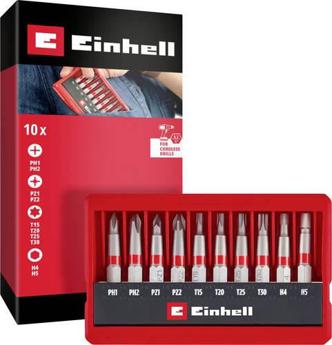 Einhell Bit Taschenbox 10tlg 118643 Bit-Set PH, PZ, Innen-Sechskant, TX