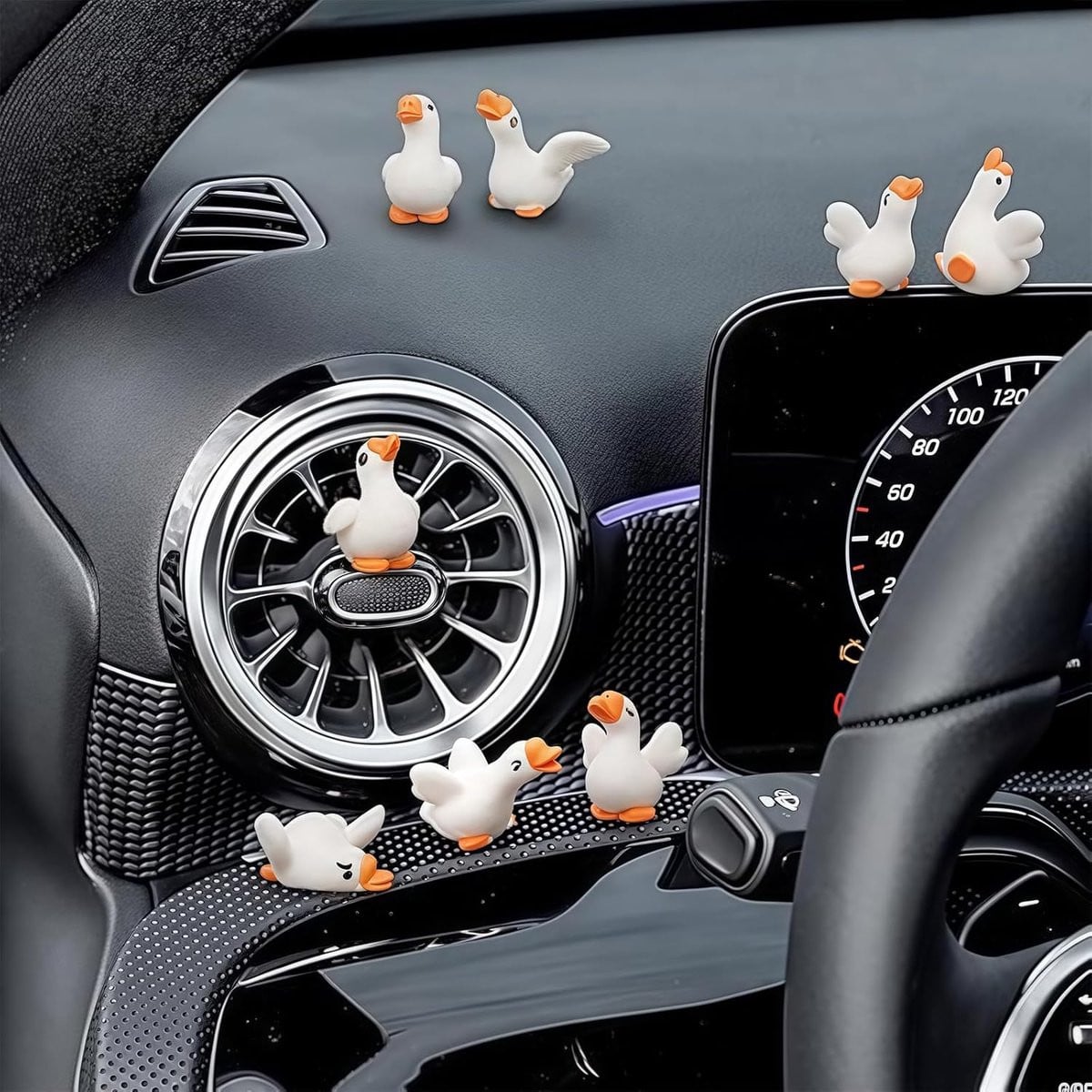 Set van 8 Miniatuur Dieren Dashboard Accessoires voor Auto Interieur Decoratie - Wit