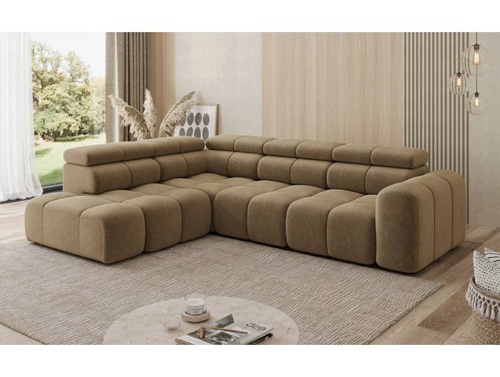 Designer Ecksofa Mia Maxi in Chenille - Sand - Links - Chenille - Luxusbetten24