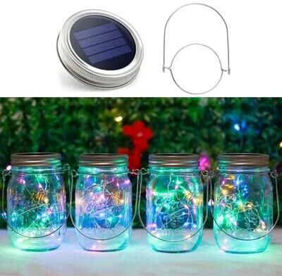 Uplift Picks Solar Mason Jar Lid Lights With Twenty LEDs For Outdoor Decor multicolor 1 Pc