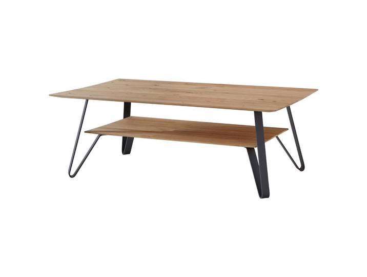Dieter Knoll Couchtisch, Schwarz, Wildeiche, Holz, Metall, Wildeiche, massiv, rechteckig, Kufe, 65x42.6x95 cm, Wohnzimmer, Wohnzimmertische, Couchtische, Couchtische Metall